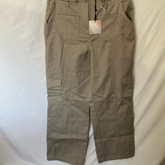 Happily Gray: Tan Cargo Pants- Wide Leg- L - Picture 1 of 16